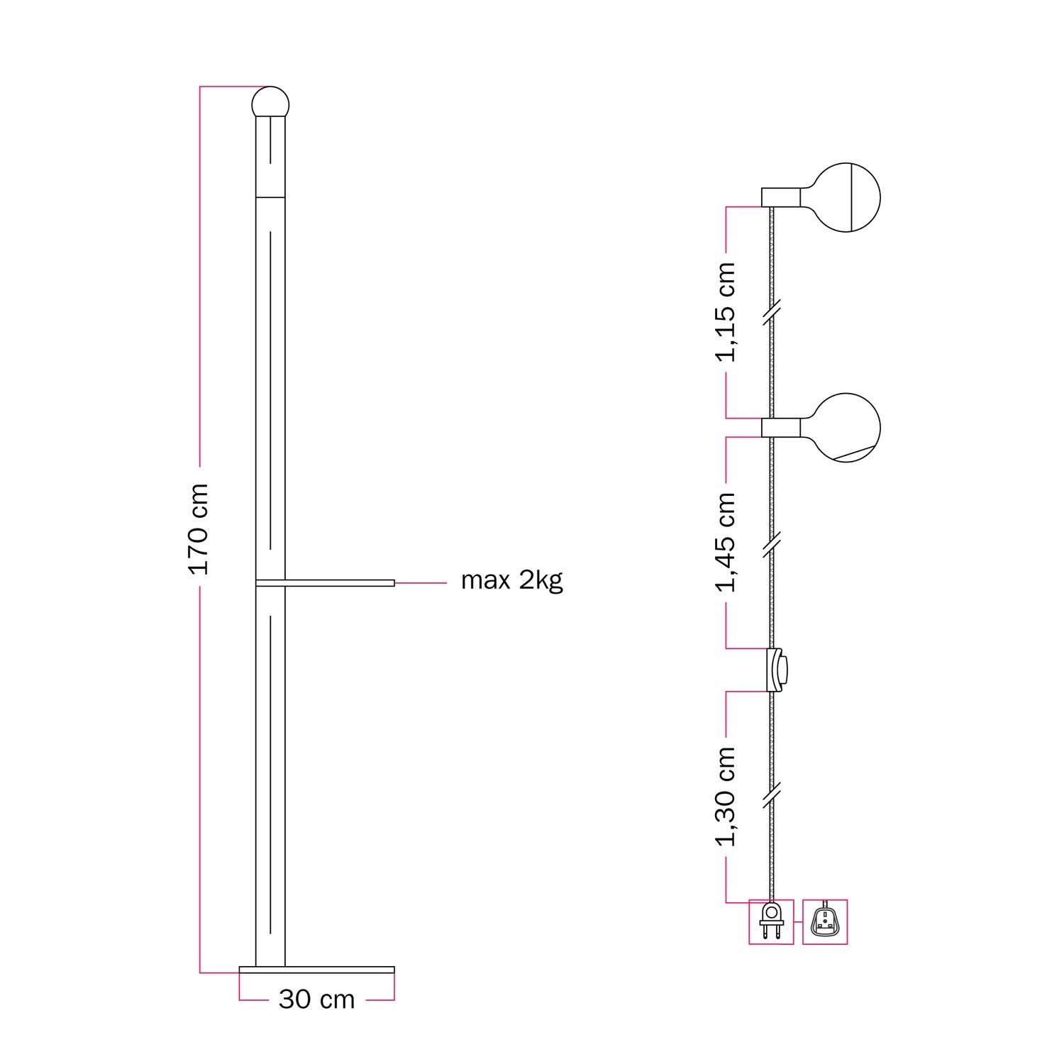 Rocco XXL - Multicolor vloerlamp met UK-stekker en Lichtbron Maria en Camo