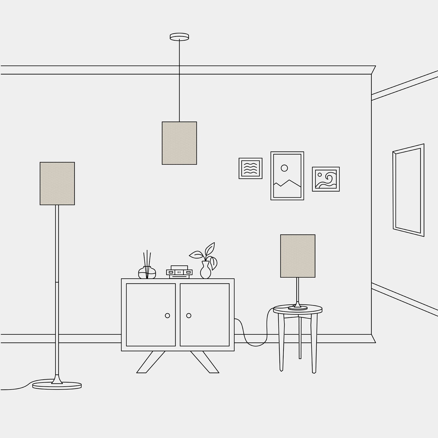 Paralume Cilindro M in tessuto con attacco E27 - Made in Italy - Lana Beige