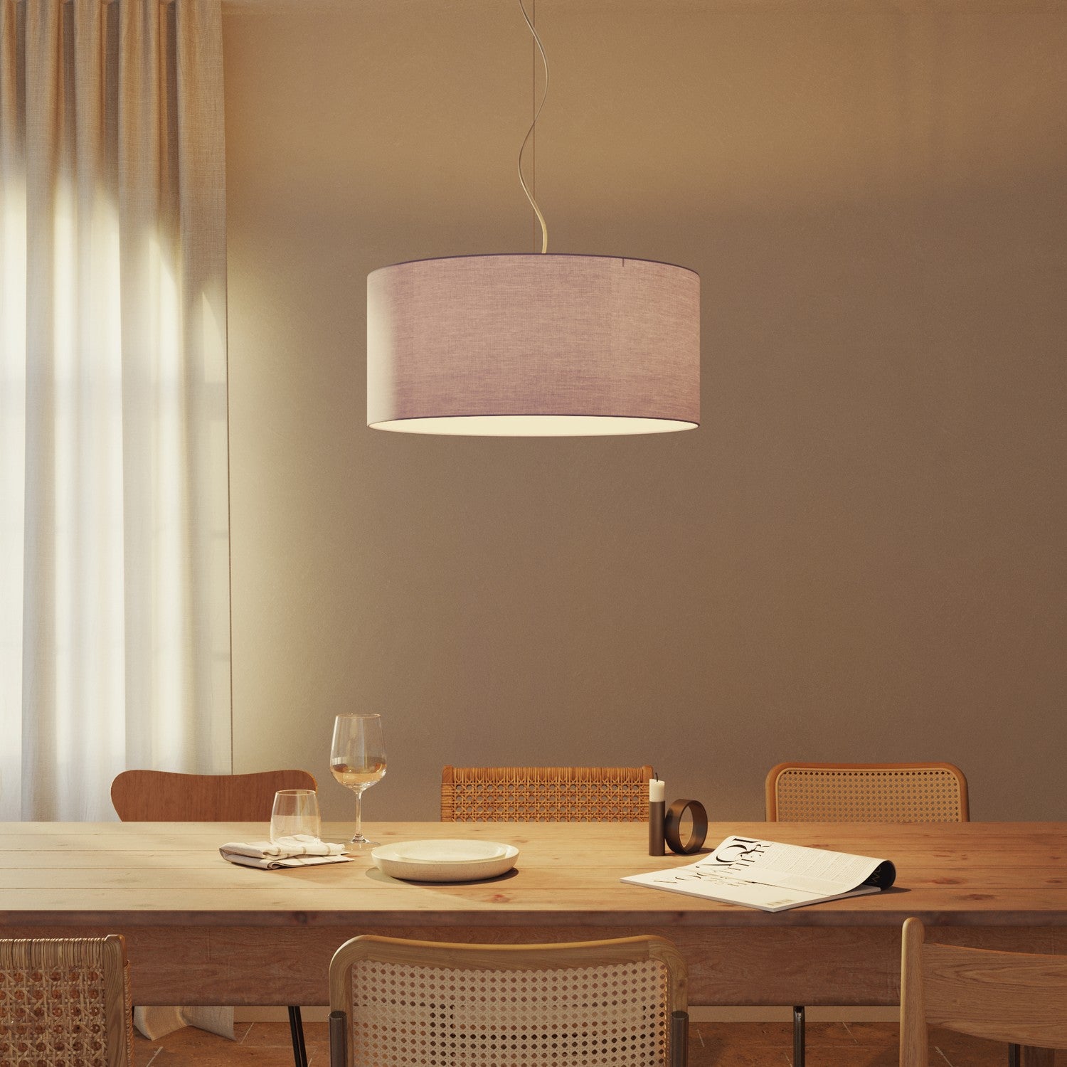 Paralume Cilindro XXL in tessuto con attacco E27 - Made in Italy - Teletta Lilla