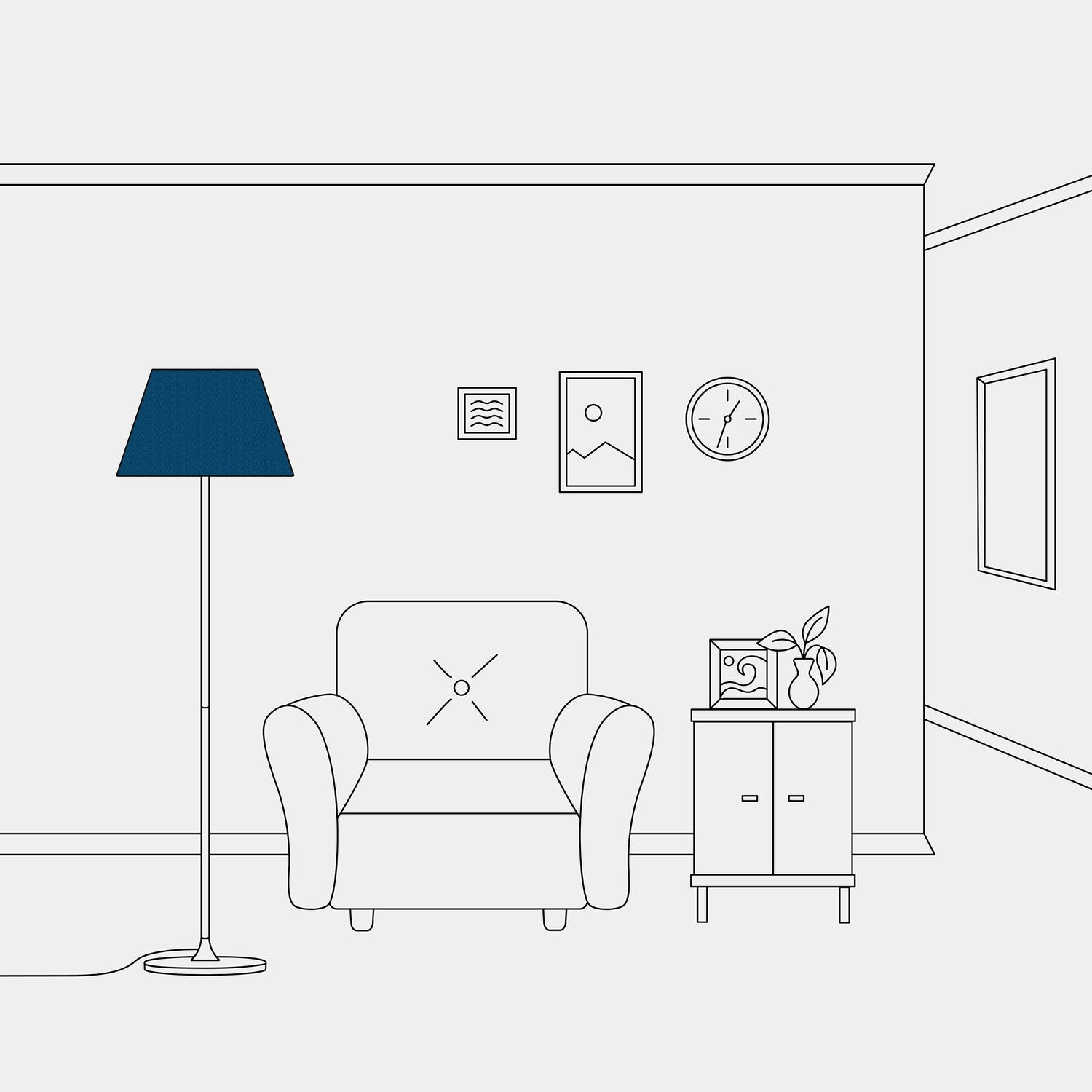 Paralume Impero M in tessuto per lampada da terra con attacco E27 - Made in Italy - Lana Blu