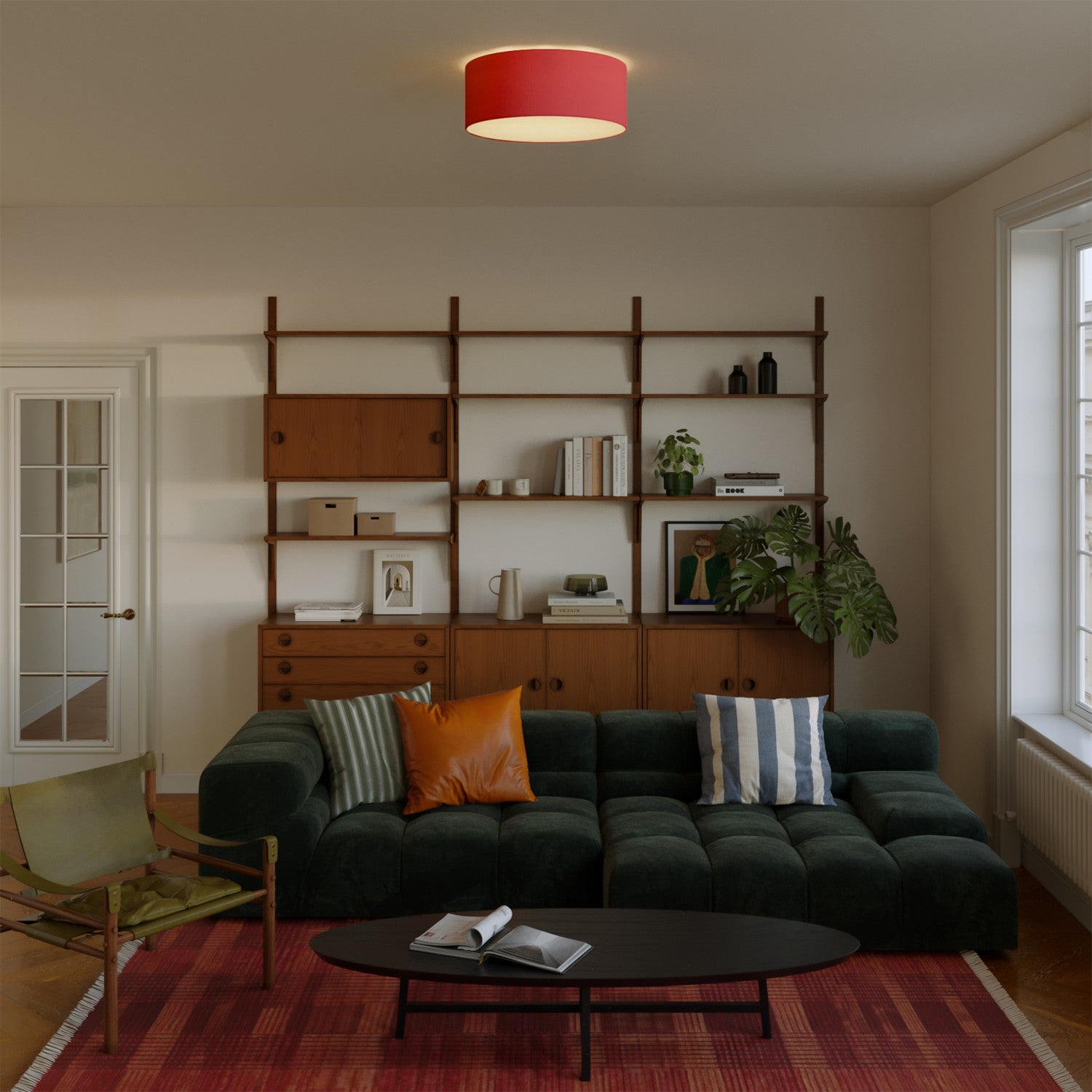 Plafoniera in tessuto Medium Slim - Made in Italy - Teletta rossa