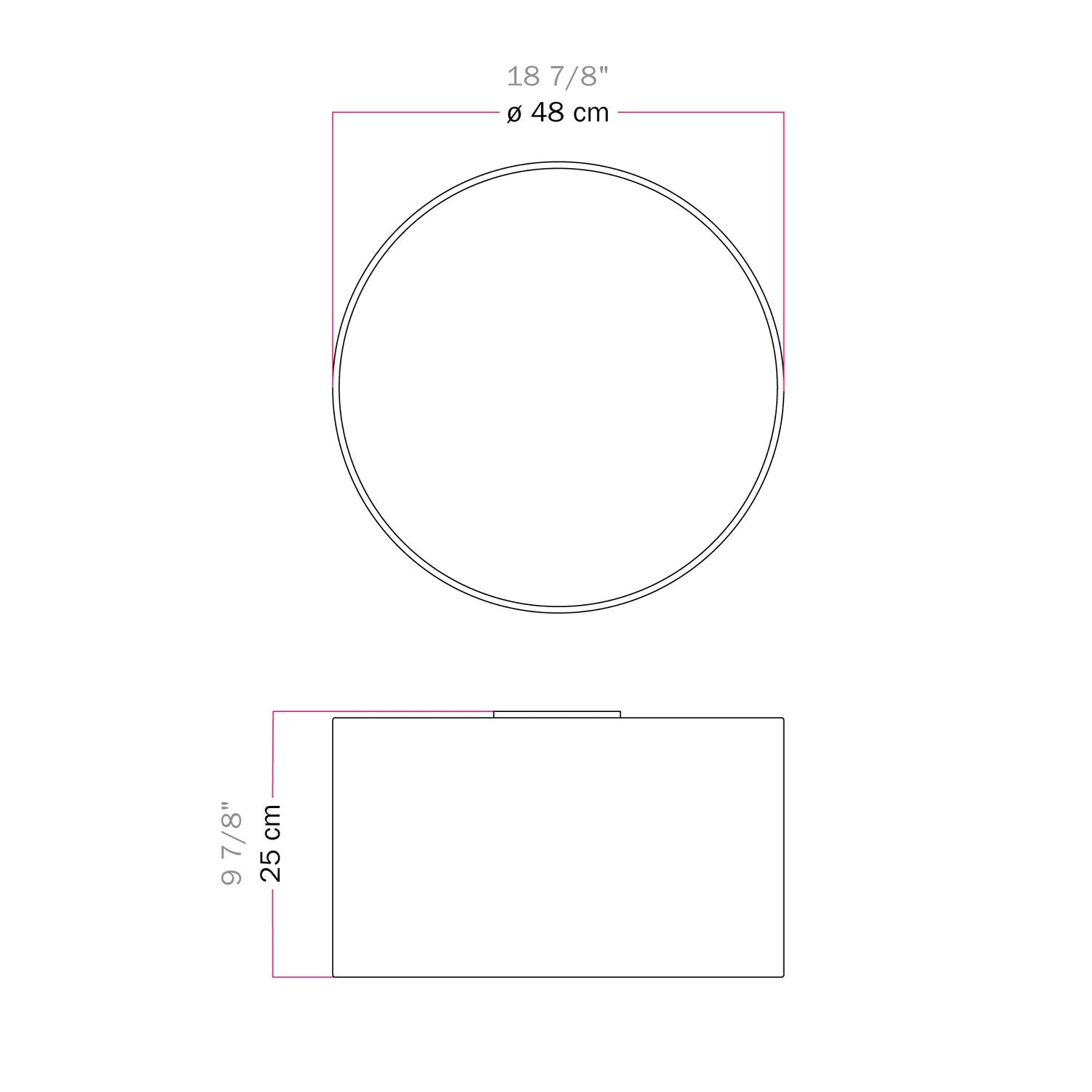 Plafoniera in tessuto Medium Lino crudo - Made in Italy