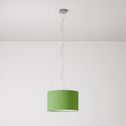 Lampada a sospensione con paralume in tessuto Cilindro Small Cinette verde pistacchio - Made in Italy No