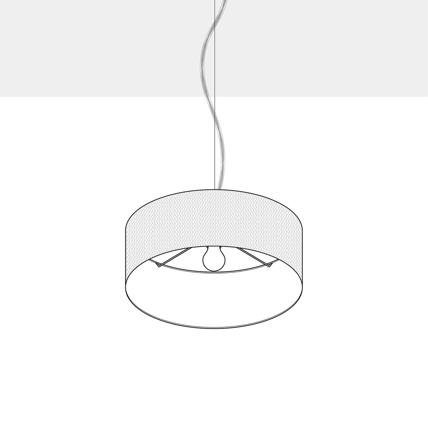 Lampada a sospensione con paralume in tessuto Cilindro Small - Made in Italy - Lana Senape No