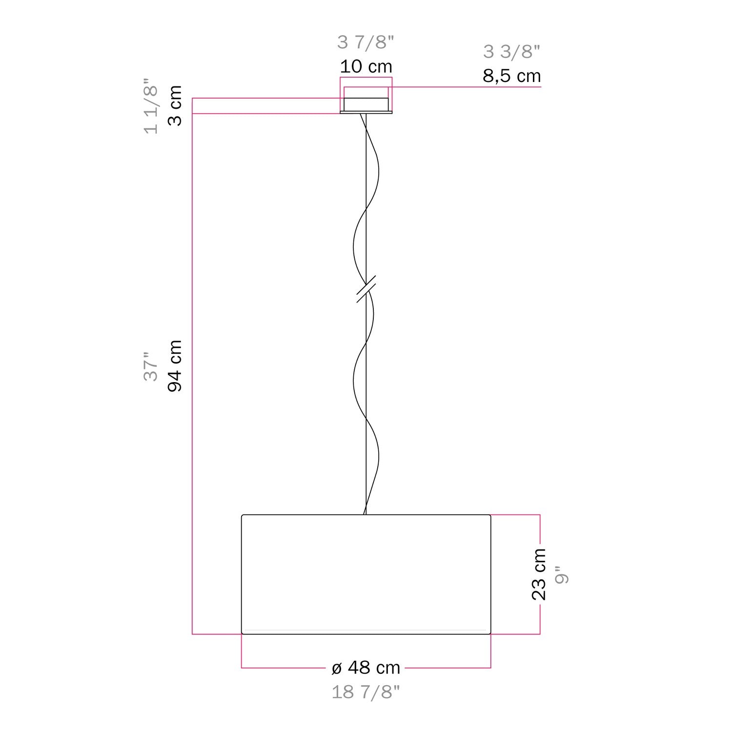Lampada a sospensione con paralume in tessuto Cilindro Medium Arenal sabbia - Made in Italy Si