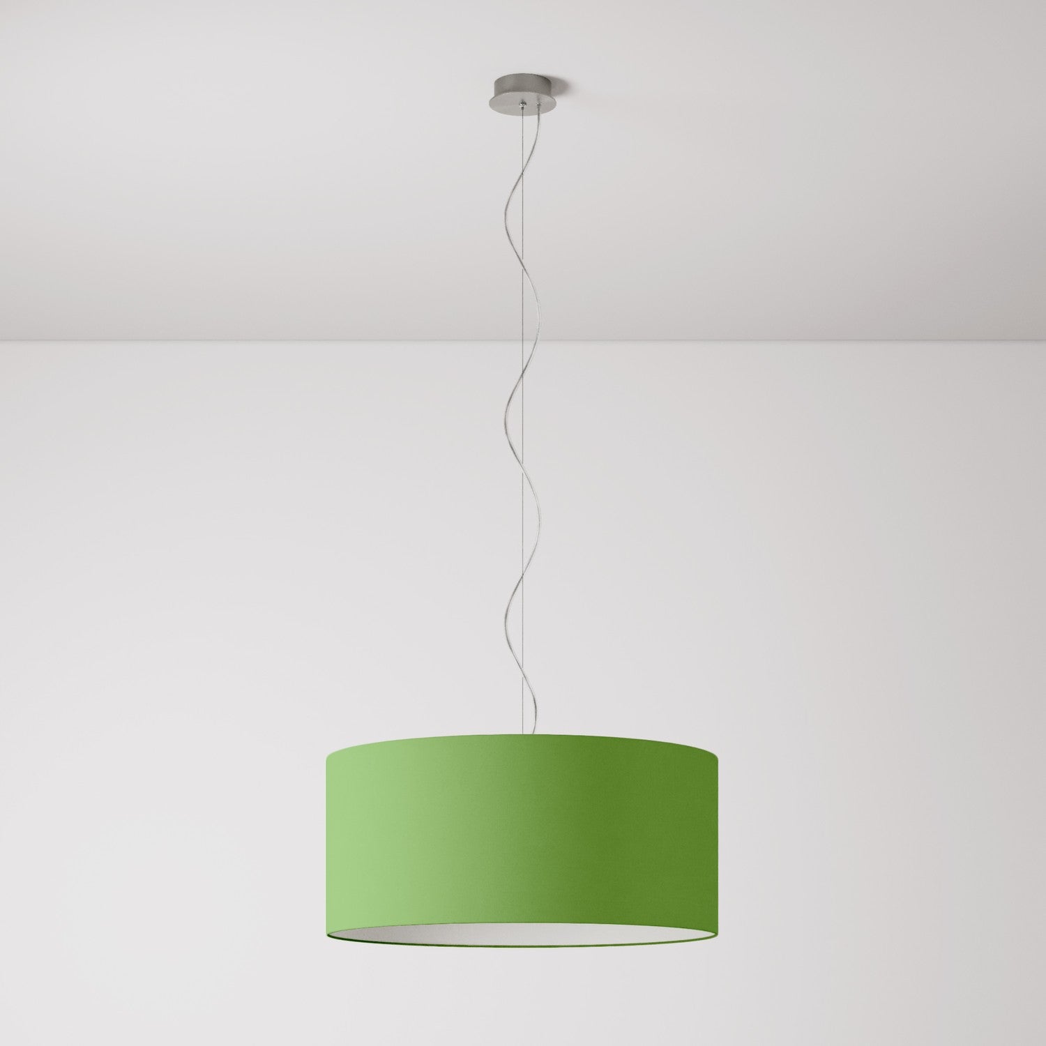 Lampada a sospensione con paralume in tessuto Cilindro Large - Made in Italy - Cinette Verde Pistacchio No