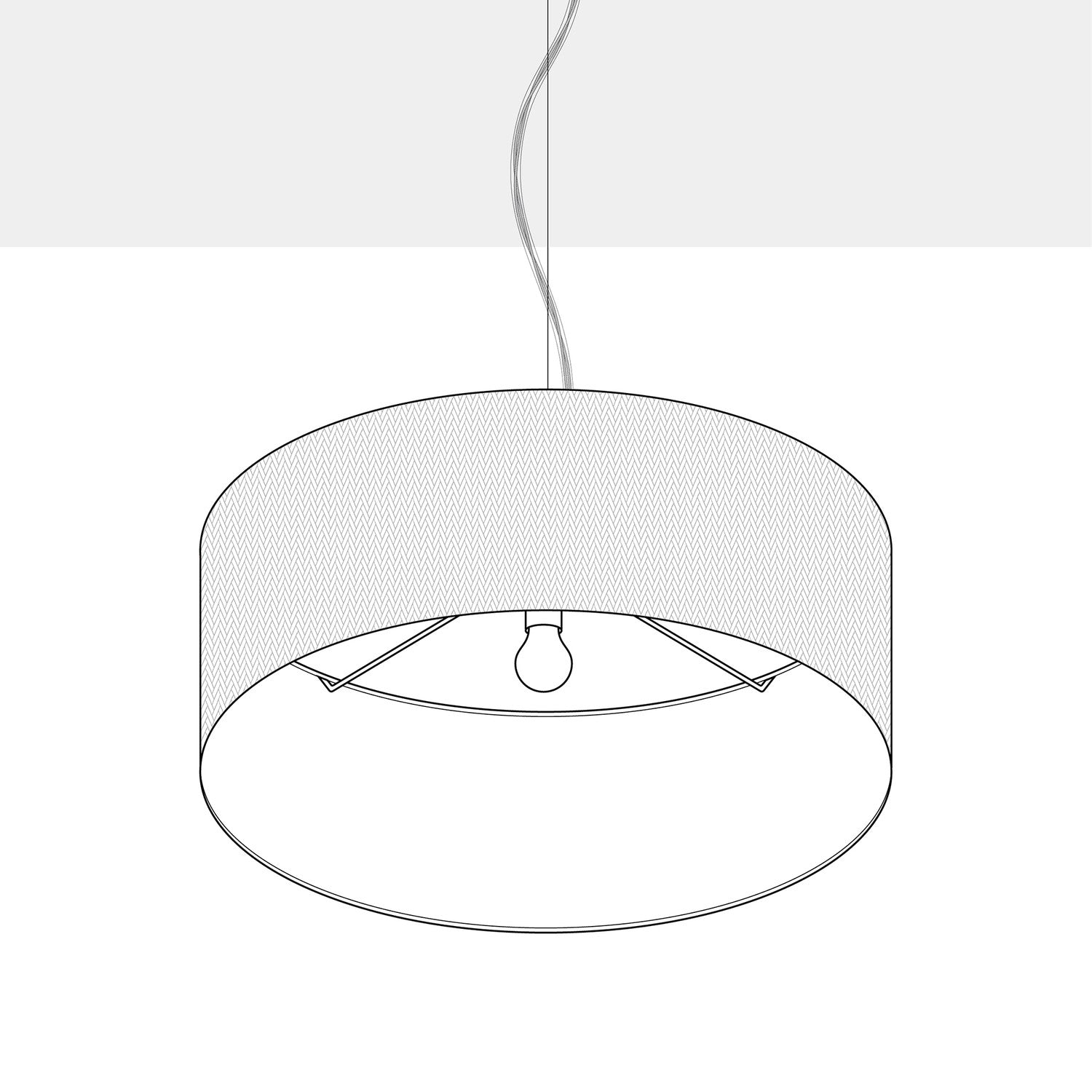 Lampada a sospensione con paralume in tessuto Cilindro Large - Made in Italy - Teletta Lilla No