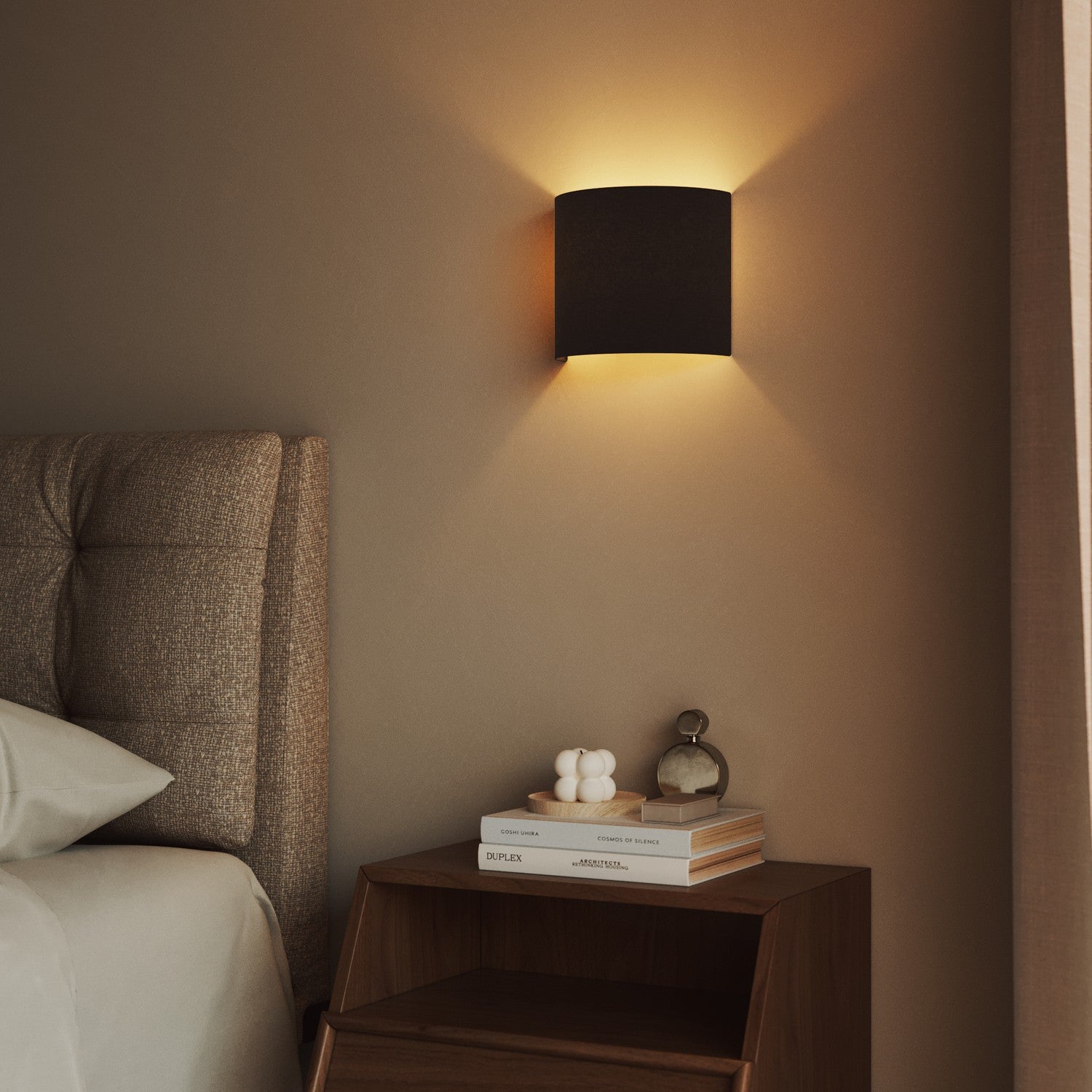 Applique Ventola con paralume in tessuto - Made in Italy - Lana Grigio Scuro