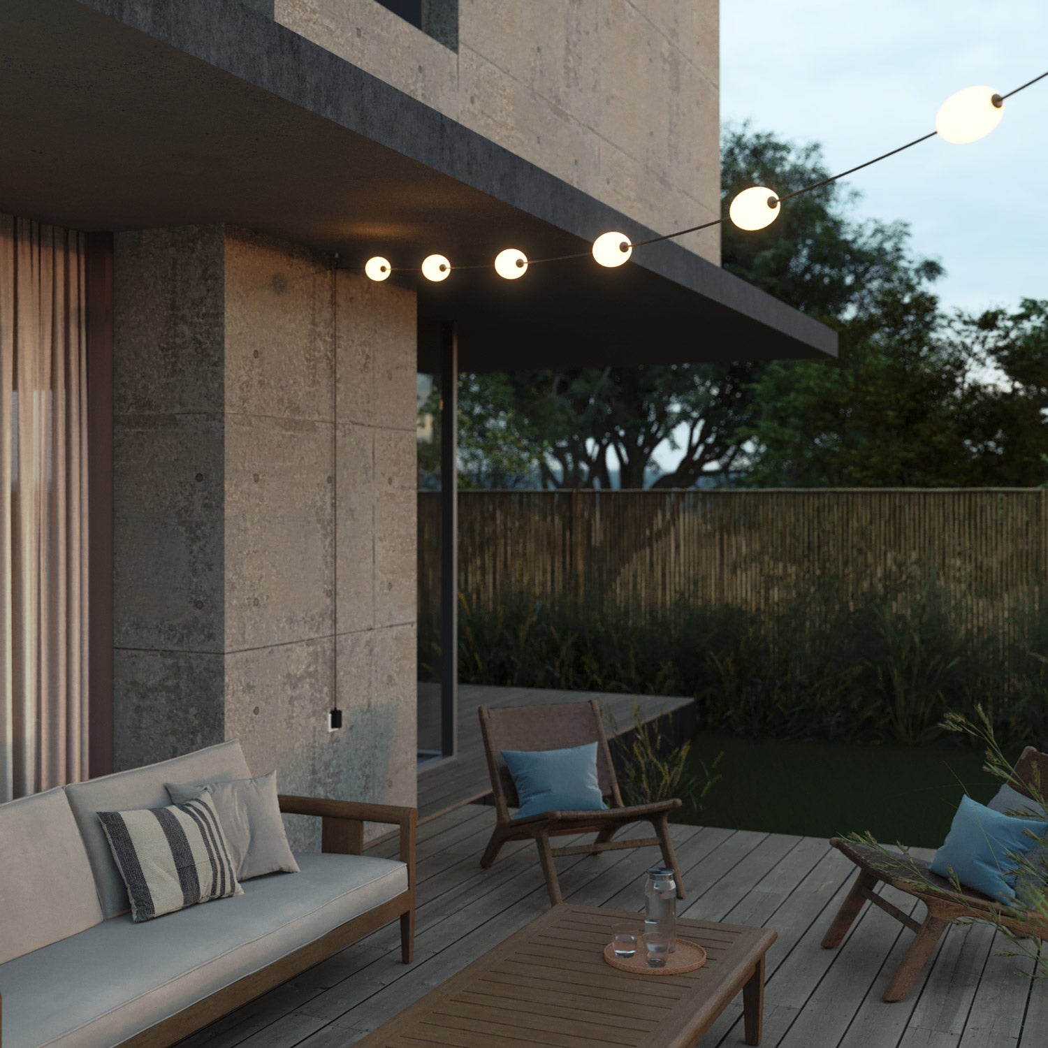 Lichtslinger 6 lichtpunten voor buiten IP67 Olijfgroen - Marina6