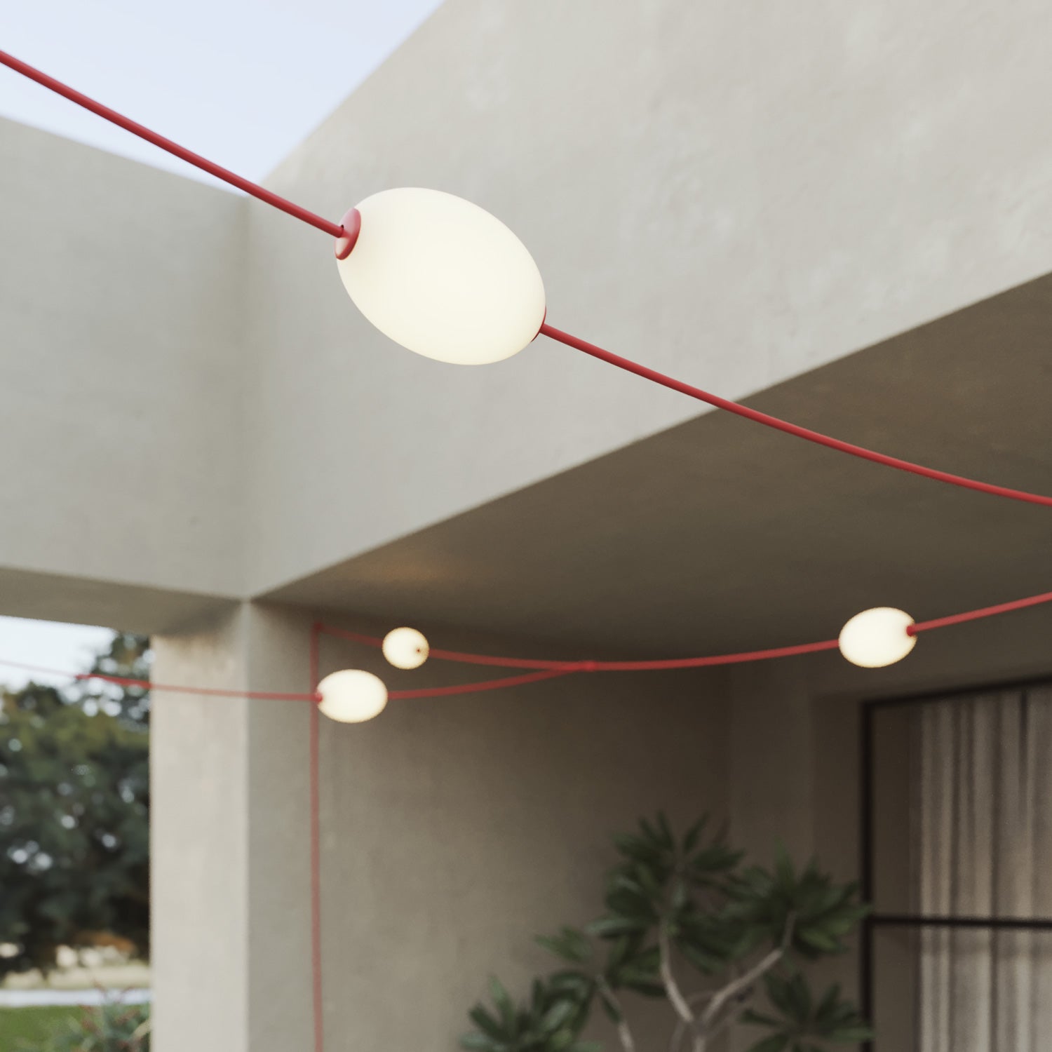 Netvormige lichtslinger met 7 lichtpunten voor buiten IP67 Zeesterrood - Marina GRID