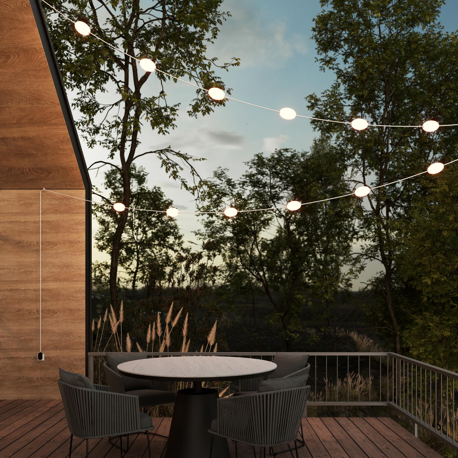 Lichtsnoer 12 lichtpunten voor buiten IP67 Zandwit - Marina12