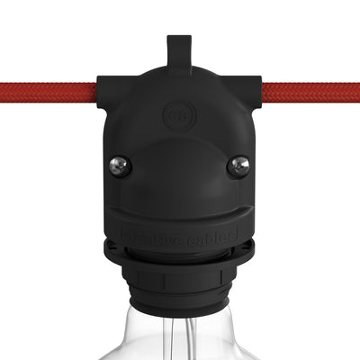 Eiva-2 - Fitting voor buiten met dubbele uitgang IP65 E27-fitting voor Modulair systeem - Zwart