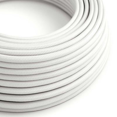 UV-bestendig elektrisch strijkijzersnoer voor buiten, rond, bekleed met wit textiel SM01 - compatibel met Eiva Outdoor IP65