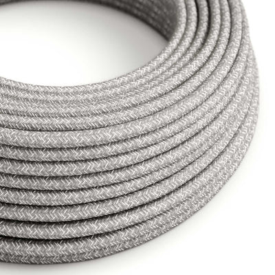 UV-bestendig elektrisch strijkijzersnoer voor buiten, rond, bekleed met natuurlijk linnen Grijs SN02 - compatibel met Eiva Outdoor IP65