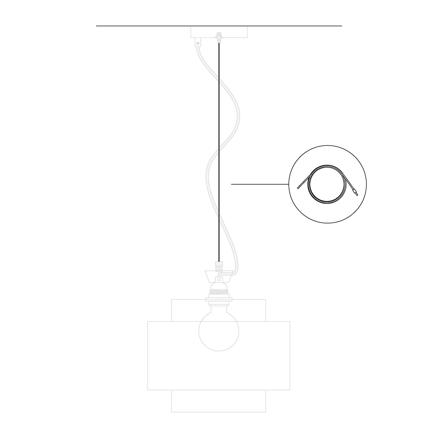 Strijkijzersnoer trekstaal van 3 meter met blokkeerkogel voor pendels - Ø 1,5 mm (Belasting 25 kg)