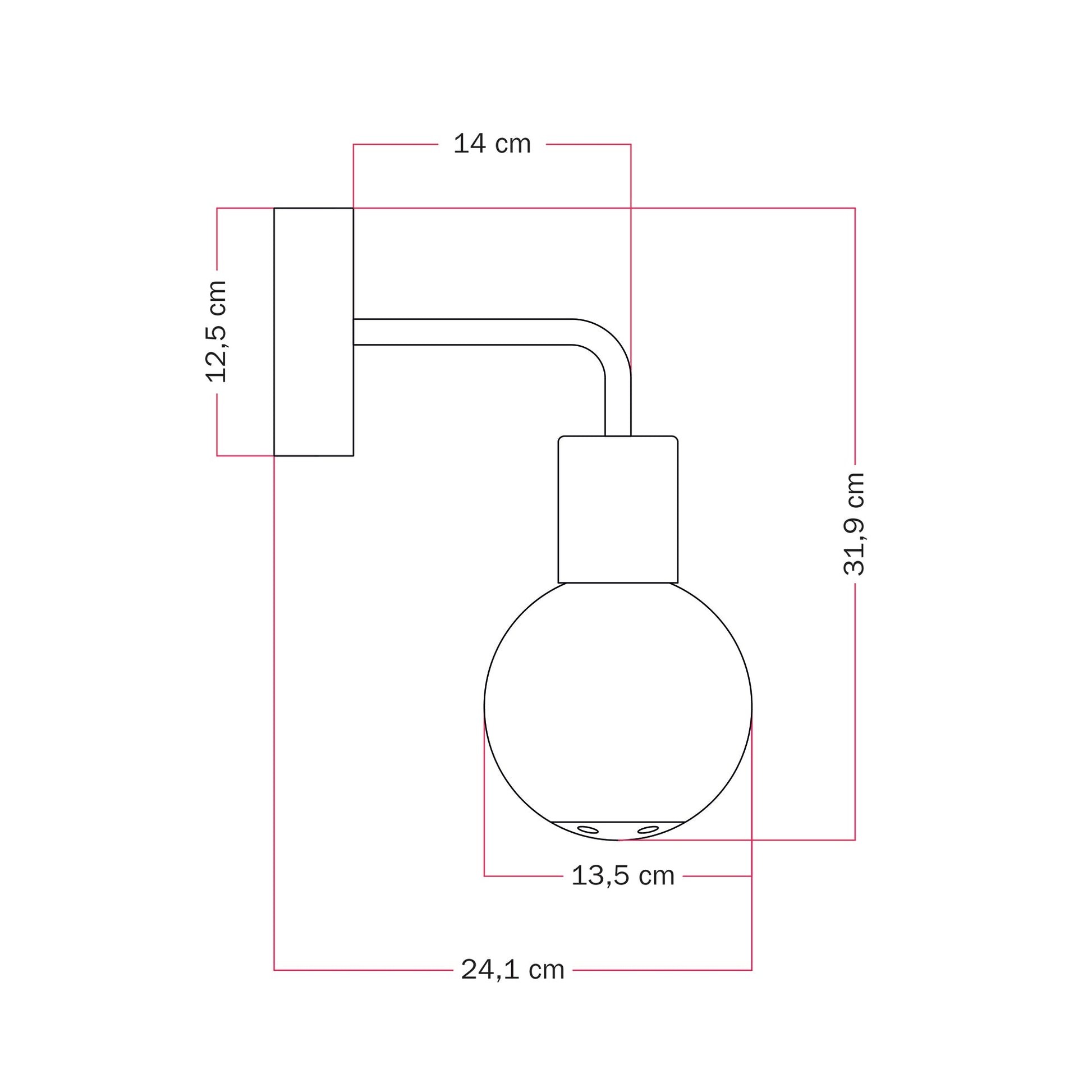 Applique da esterno Modulair IP65 con estensione a L e paralume a sfera infrangibile Unbreak-a-Ball - Bianco - Creative Cables