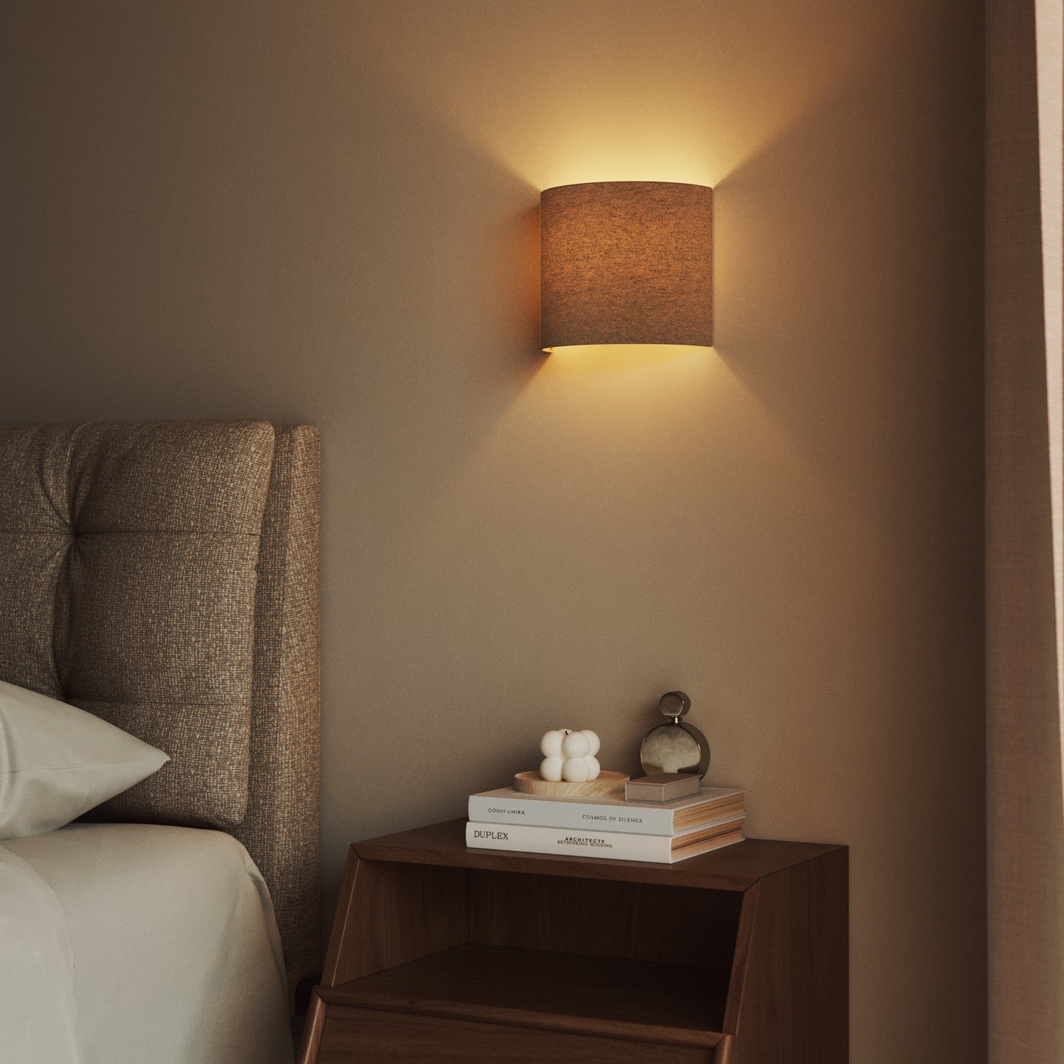 Applique Ventola con paralume in tessuto - Made in Italy - Lana Beige