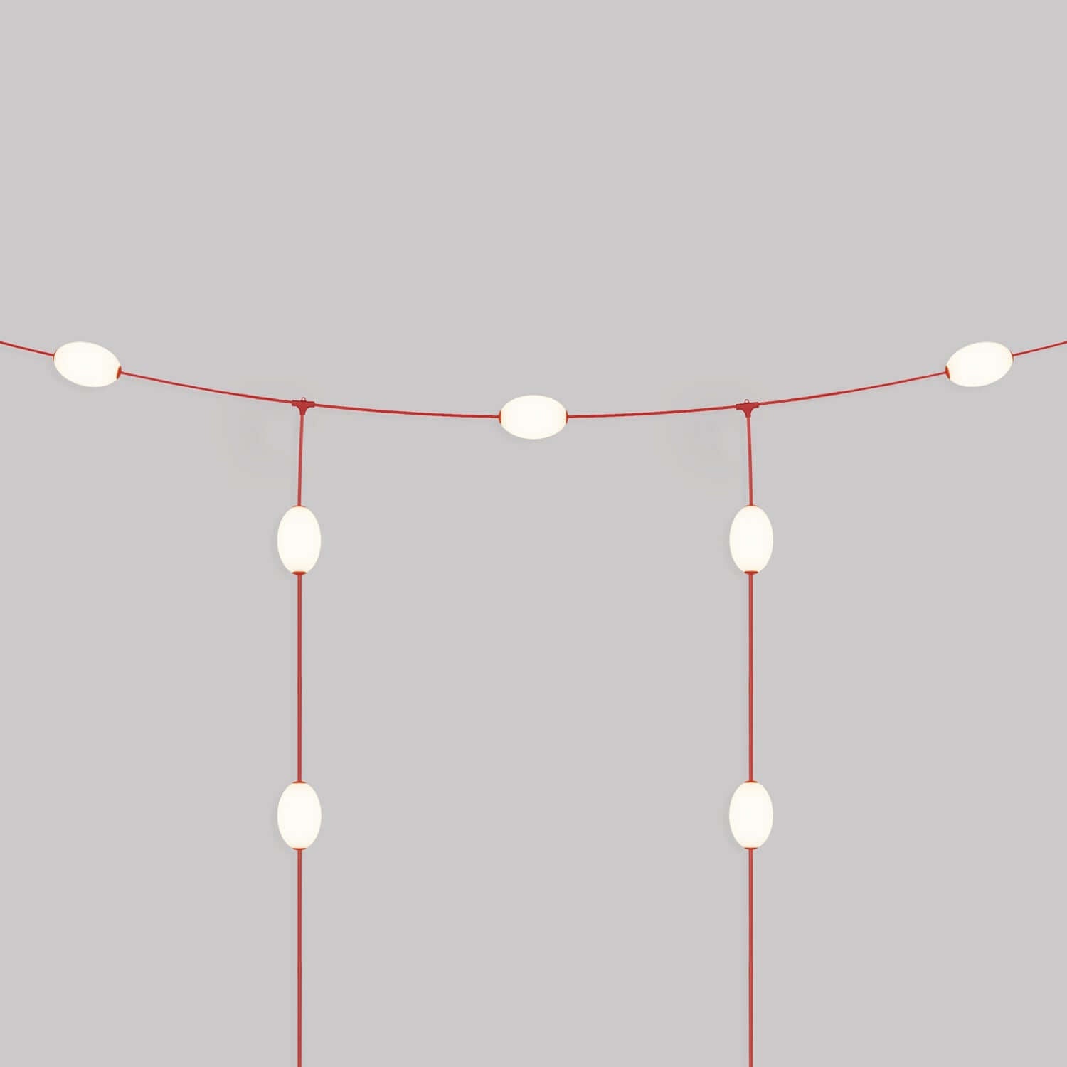 Catena luminosa reticolare 7 punti luce da esterno IP67 Rosso stella marina - Marina GRID