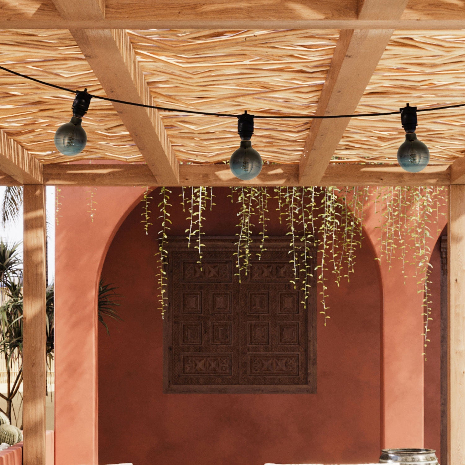 Catenaria Modulair da esterno IP65 portatile con 3 luci - Nero