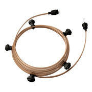 Catenaria Sistema Lumet da 7,5 m con cavo tessile CM27, 5 portalampada, gancio e spina neri