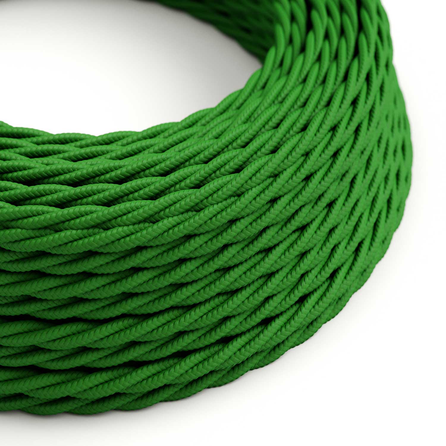 Cavo colorato in tessuto trecciato Verde Prato - L'Originale Creative Cables, per lampade e impianti a vista di design - TM06 - Creative Cables