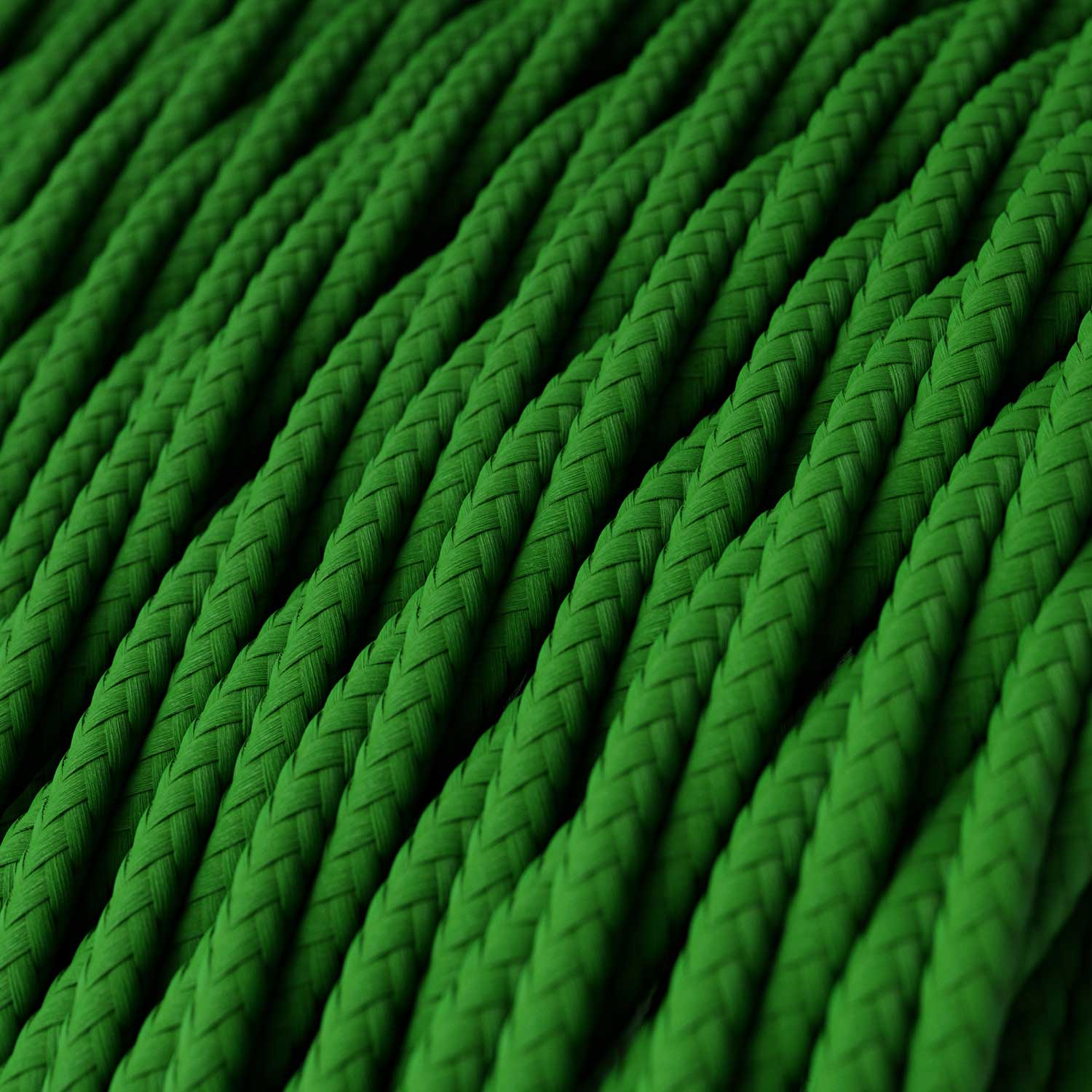 Cavo colorato in tessuto trecciato Verde Prato - L'Originale Creative Cables, per lampade e impianti a vista di design - TM06 - Creative Cables