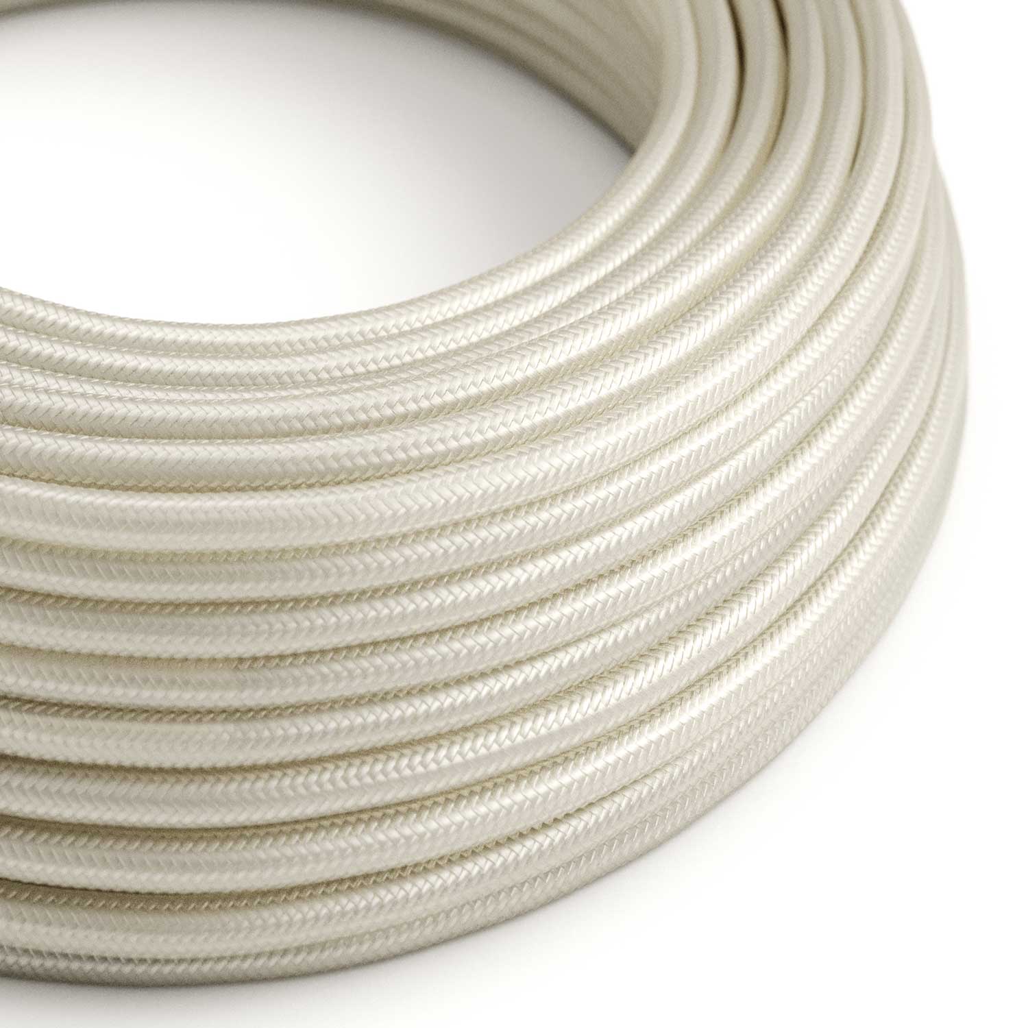 Cavo tessile colorato Bianco Perla lucido - L'Originale Creative Cables, per lampade raffinate - RM00 - Creative Cables