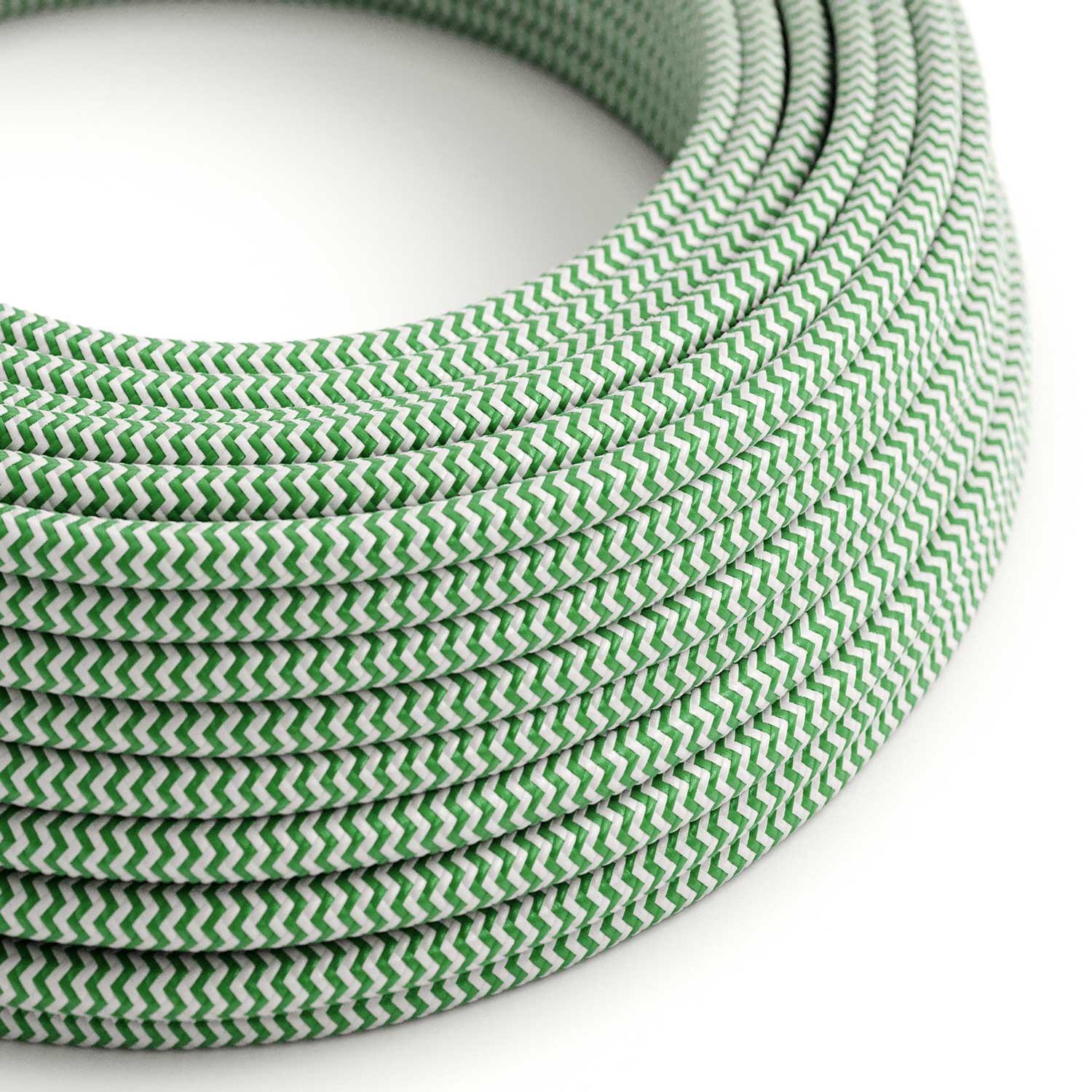 Cloth Covered Wire - Green & White Chevron RZ06 - UL Listed
