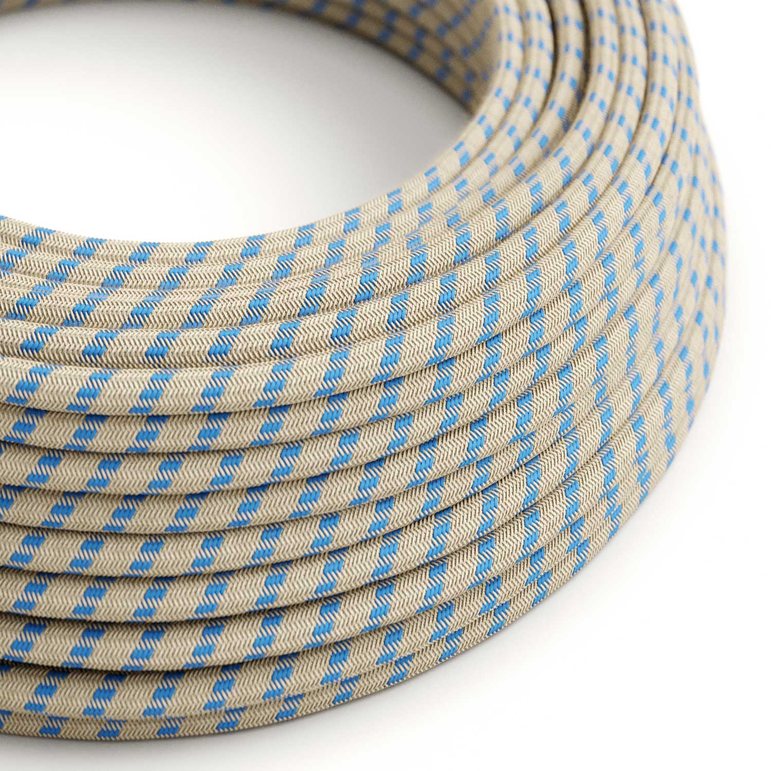 Cloth Covered Wire - Natural & Blue Linen Stripe RD55 - UL Listed