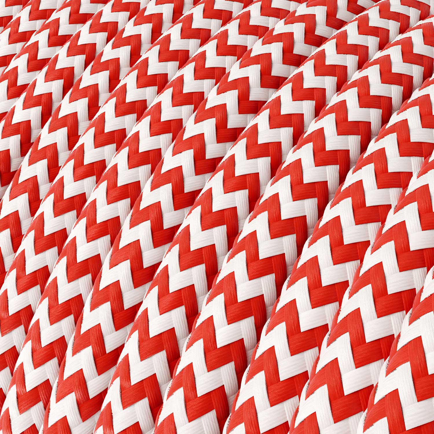 Cloth Covered Wire - Red & White Chevron RZ09 - UL Listed