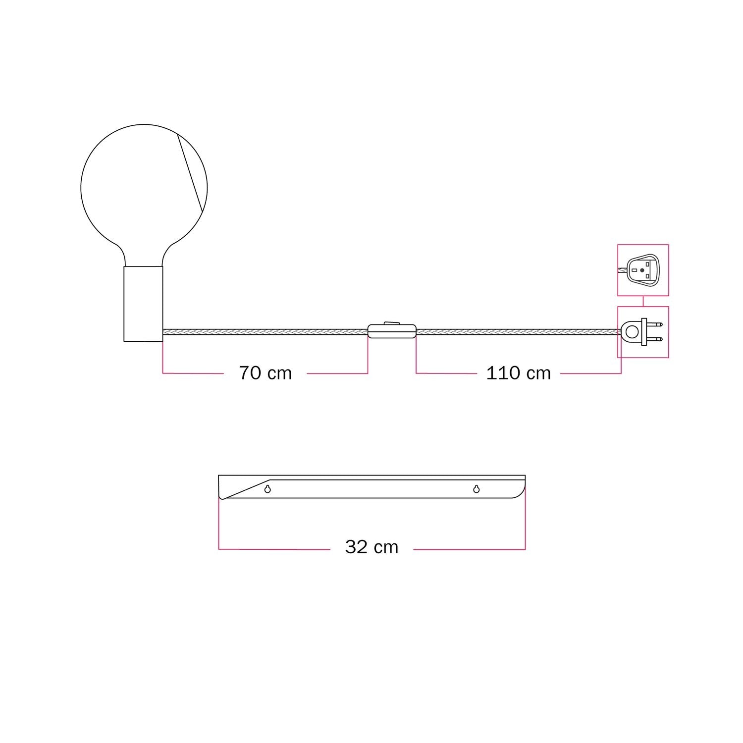 Combo Camo - Lampada con mensola e spina UK - Giallo - Creative Cables