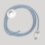Cordset for lamp with blue Steward cotton cable 10 ft Bianco