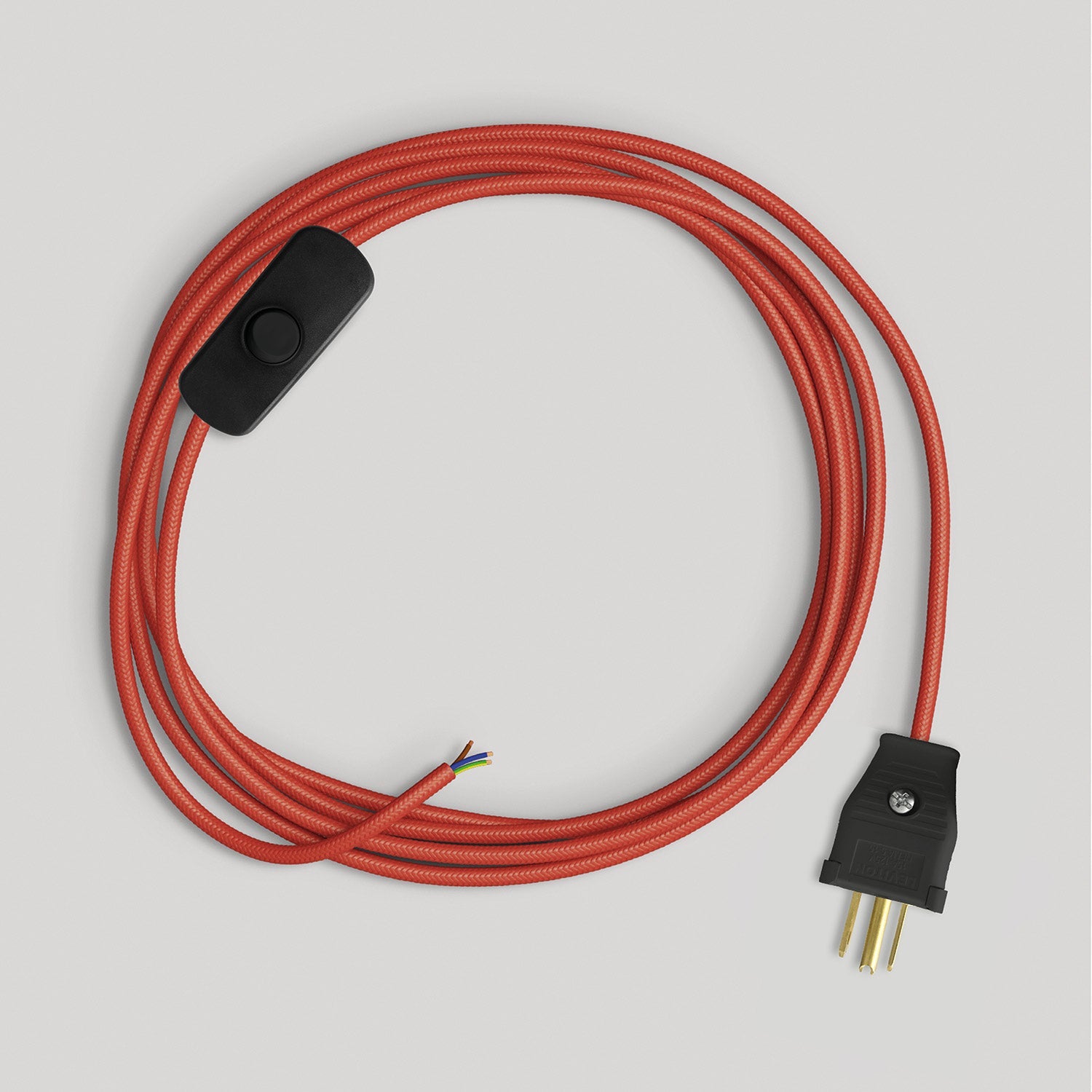 Cordset for lamp with bright red cable 6 ft Nero