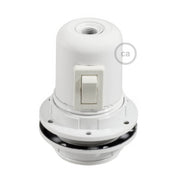 Double Ferrule Bakelite Phenolic E26 light bulb socket - ON/OFF SWITCH - White
