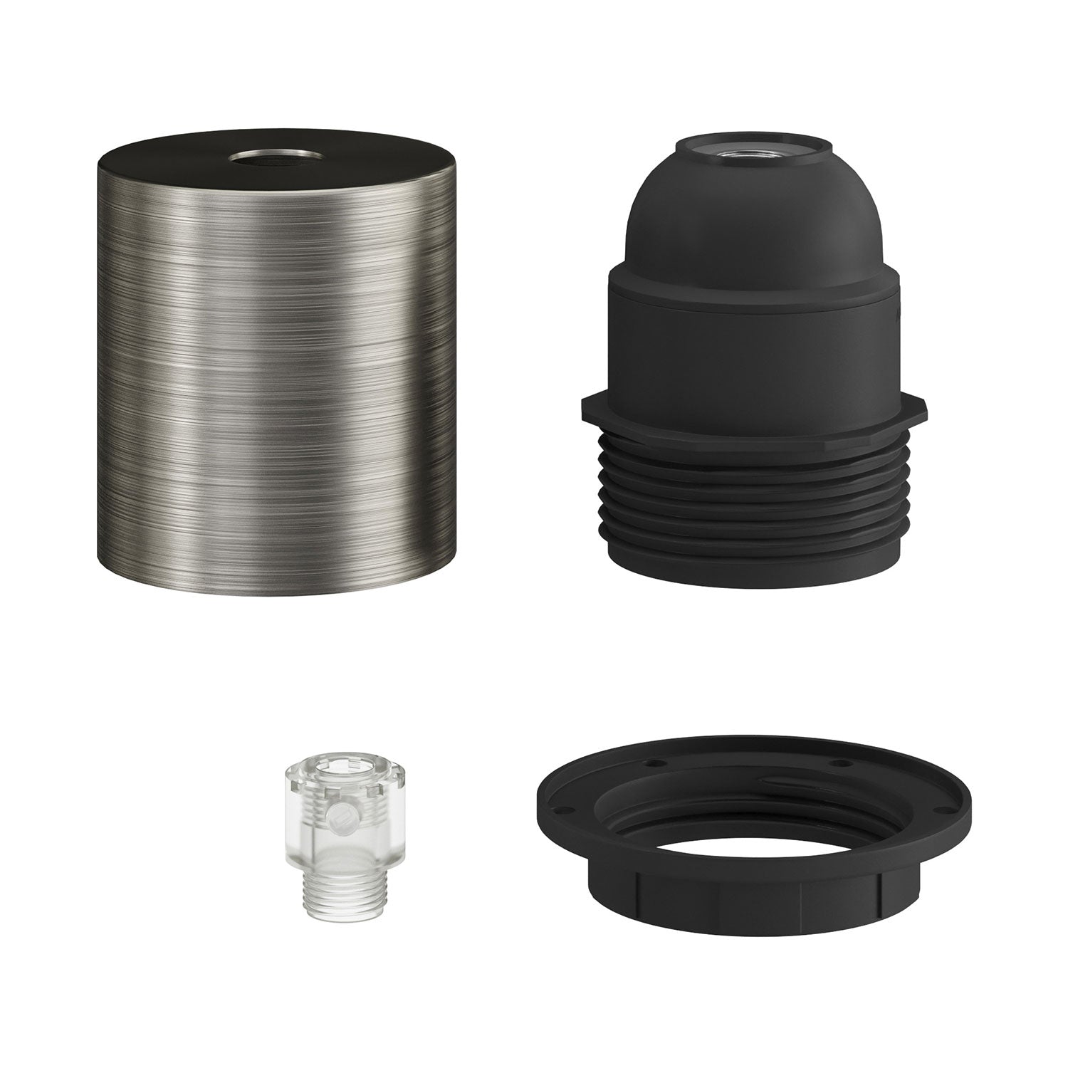 E26 semi-threaded metal socket kit with concealed cable clamp - Brushed titanium