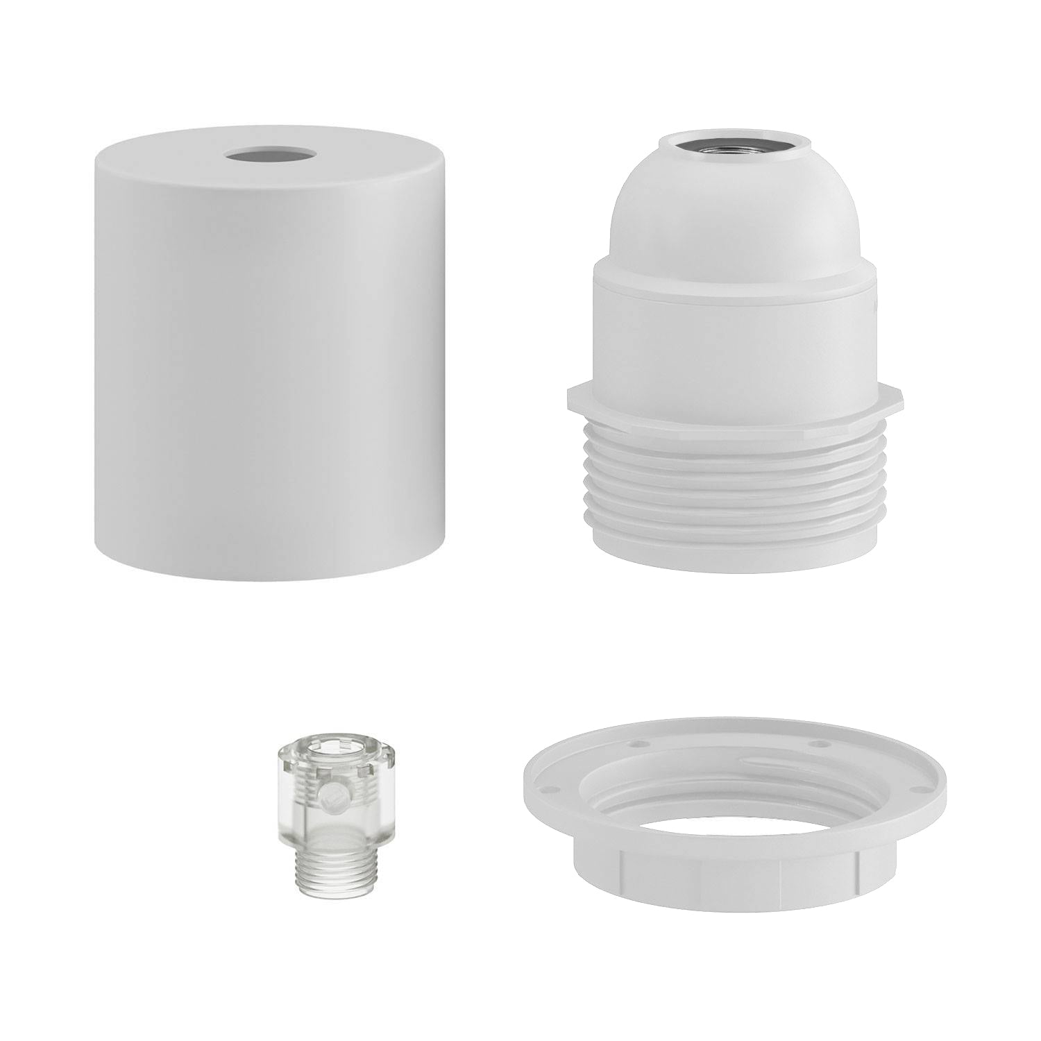 E26 semi-threaded metal socket kit with concealed cable clamp - Matt white