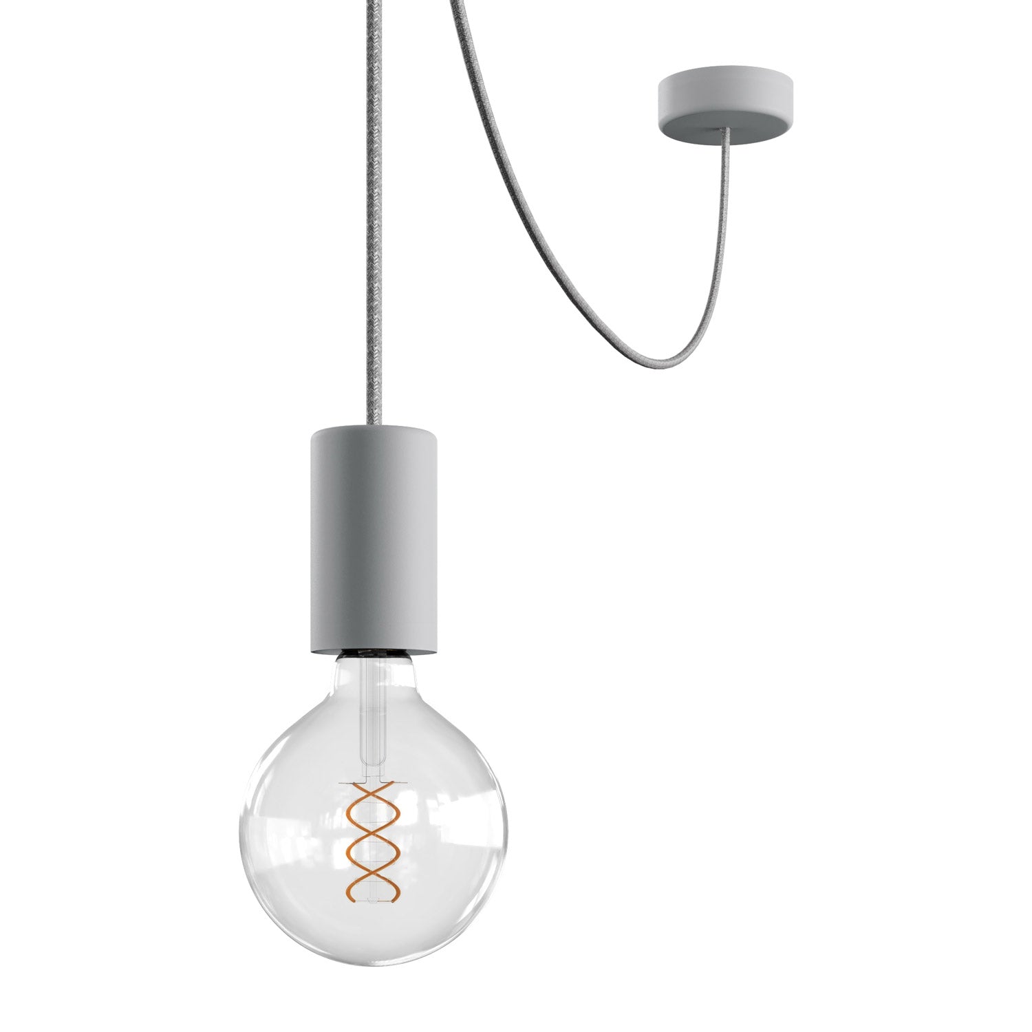 EIVA ELEGANT Outdoor pendant lamp with textile cable, decentralizer, canopy and socket for wet locations - Glacier grey