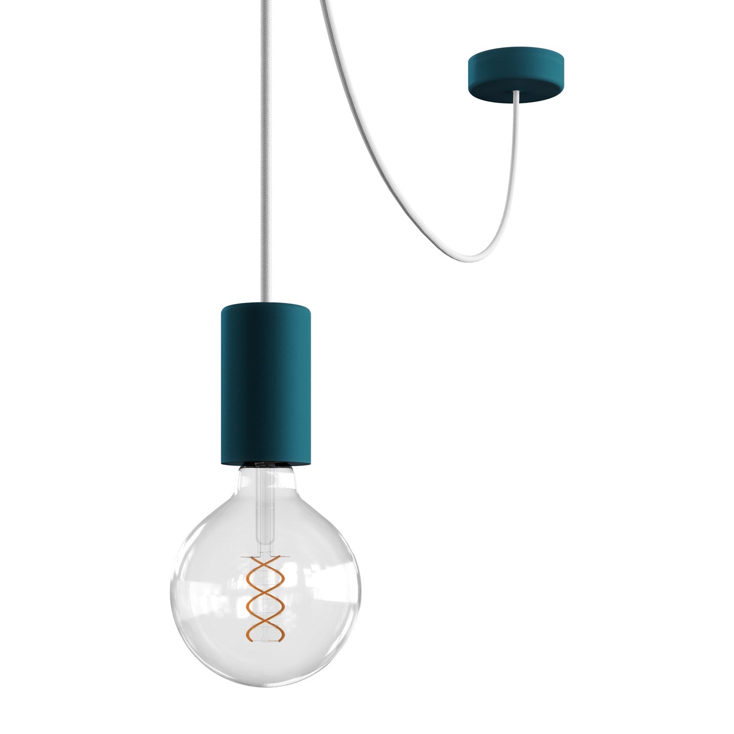 EIVA ELEGANT Outdoor pendant lamp with textile cable, decentralizer, canopy and socket for wet locations - Petrol