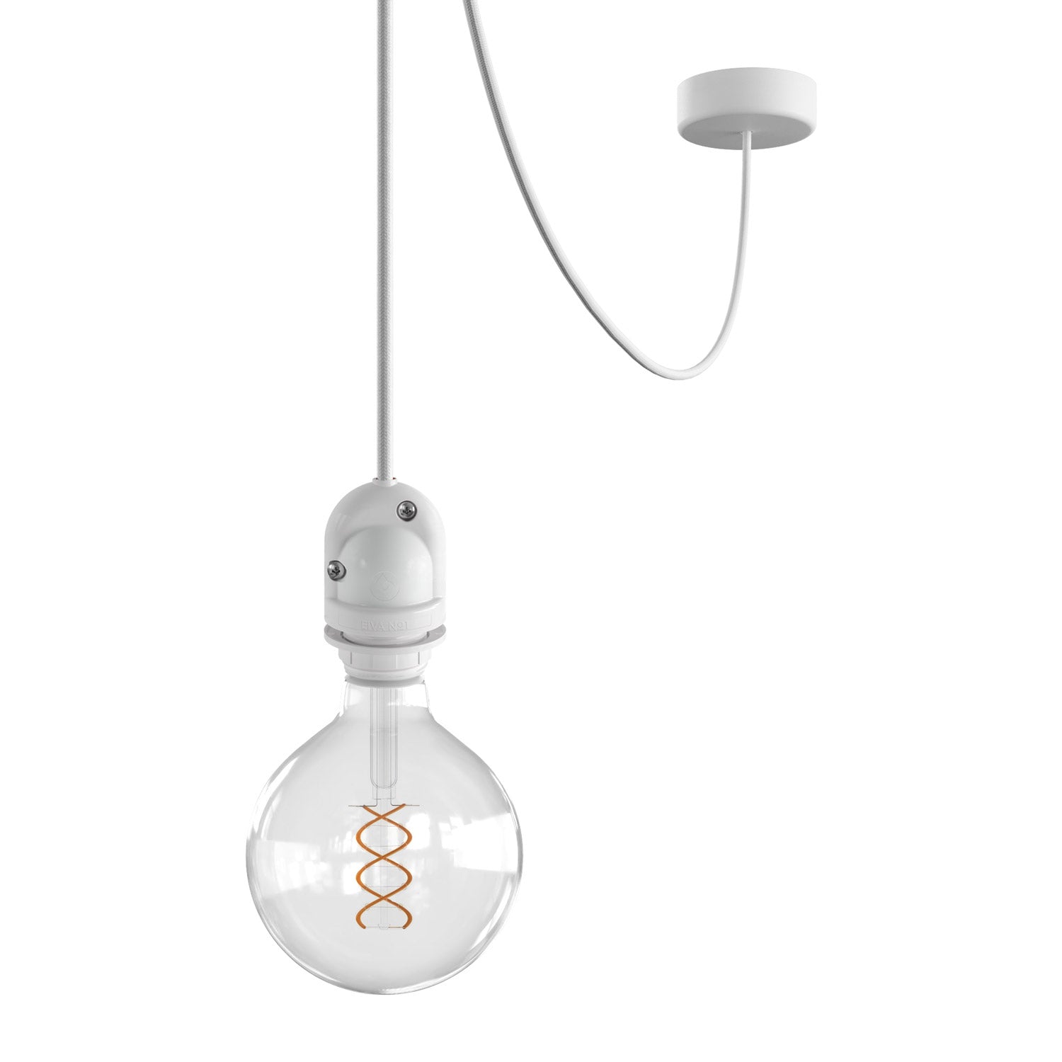 EIVA Outdoor pendant lamp for lampshade with textile cable, decentralizer, canopy and socket for wet locations - White