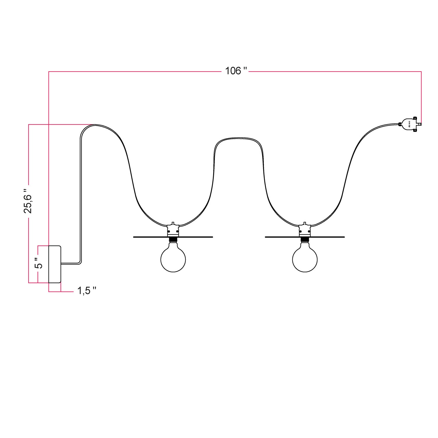 EIVA outdoor string light for wet locations with 2 lampshades and canopy - White