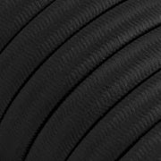 Electric Cable Color Cord for Custom String Lights, covered by Rayon fabric Black - CM04
