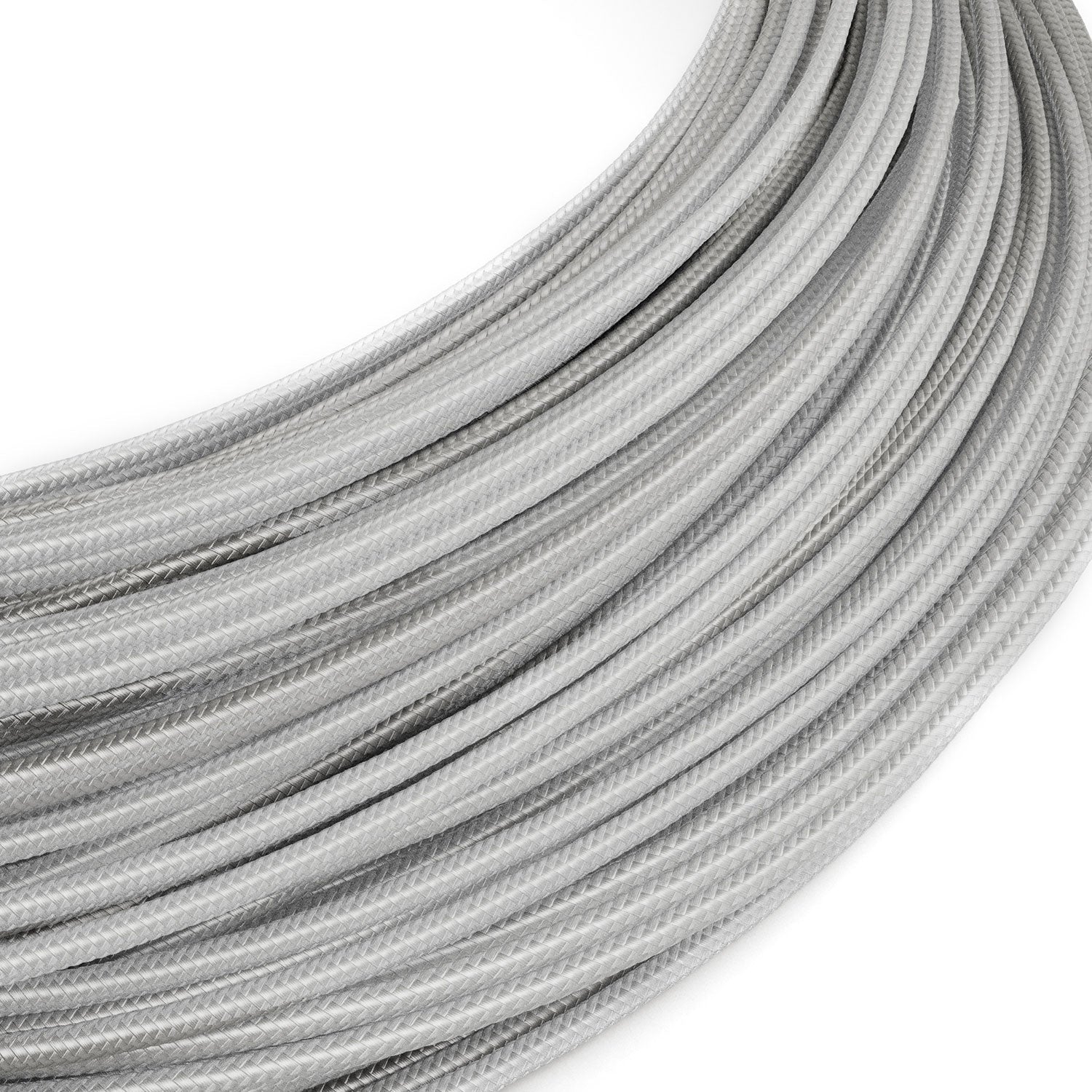 Extra Low Voltage power cable coated in silk effect fabric Silver RM02