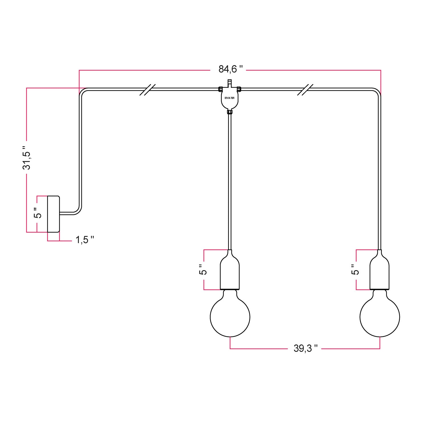 F-Snake EIVA Outdoor lamp for wet locations with 2 lights with canopy - Soft green