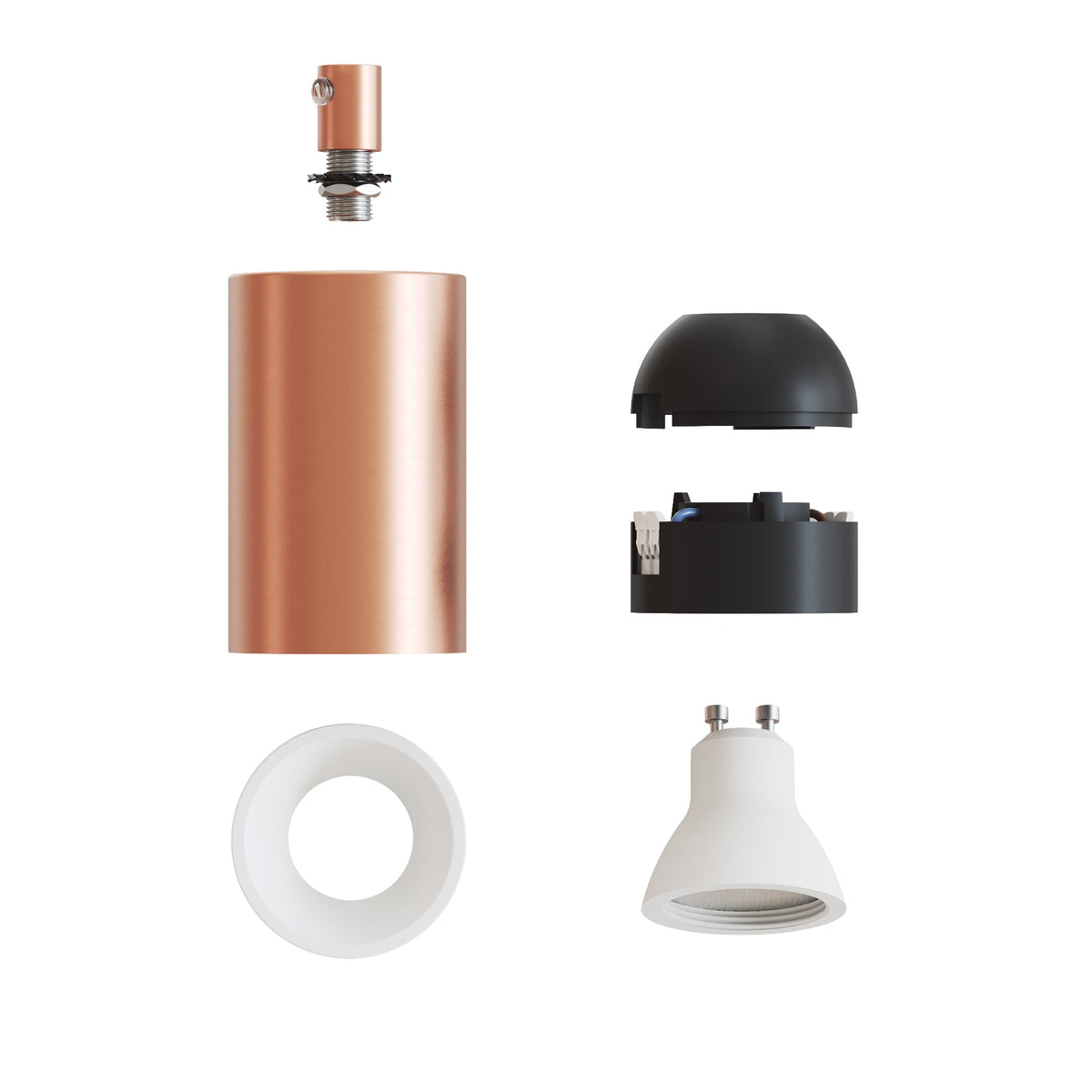 Faretto GU10 Spotlight LED Bispot - Rame satinato / Bianco opaco - Creative Cables