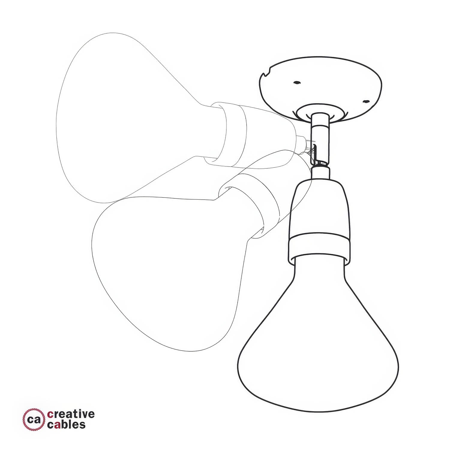 Fermaluce 90° Color, il punto luce orientabile in porcellana da parete o soffitto - Rosso