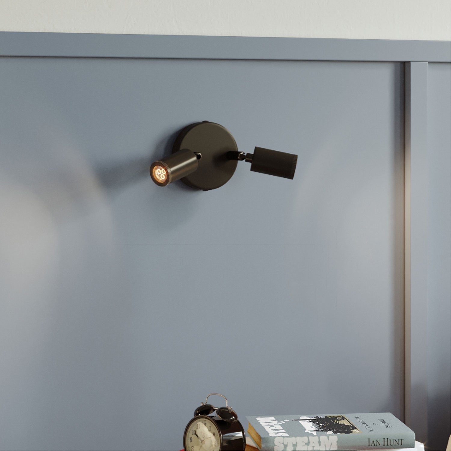 Fermaluce con 2 faretti orientabili Mini Spotlight GU1d0 - Nero