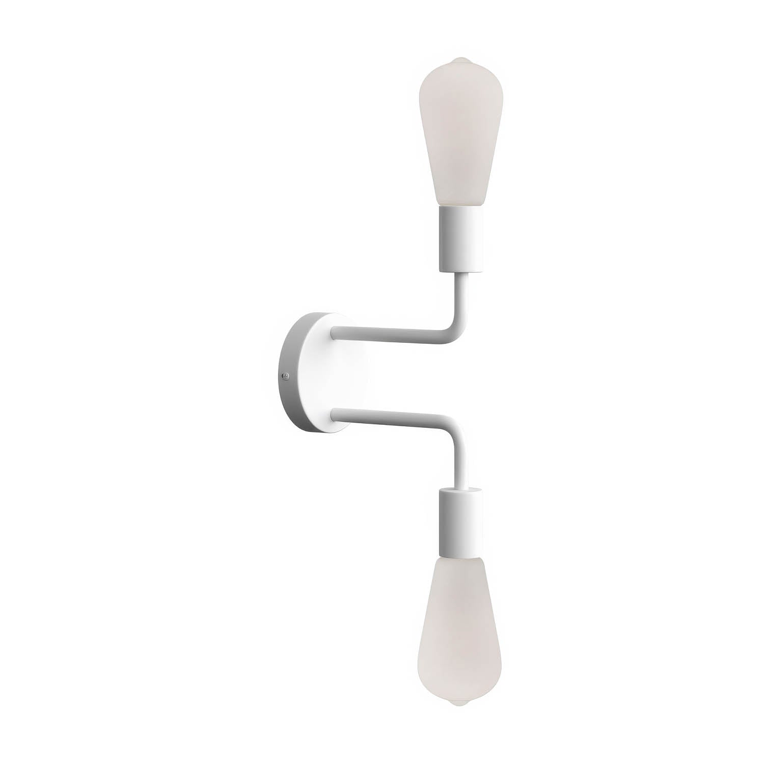 Fermaluce Metal, lampada a muro in metallo con doppia estensione curva - Bianco