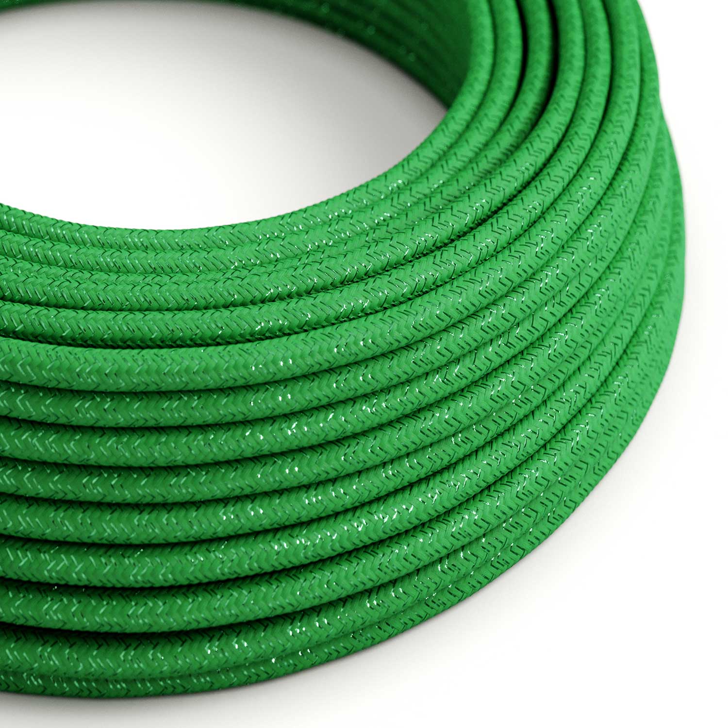 Filo elettrico in tessuto Verde Prato lucido e glitterato - L'Originale Creative Cables, per lampade originali - RL06 - Creative Cables