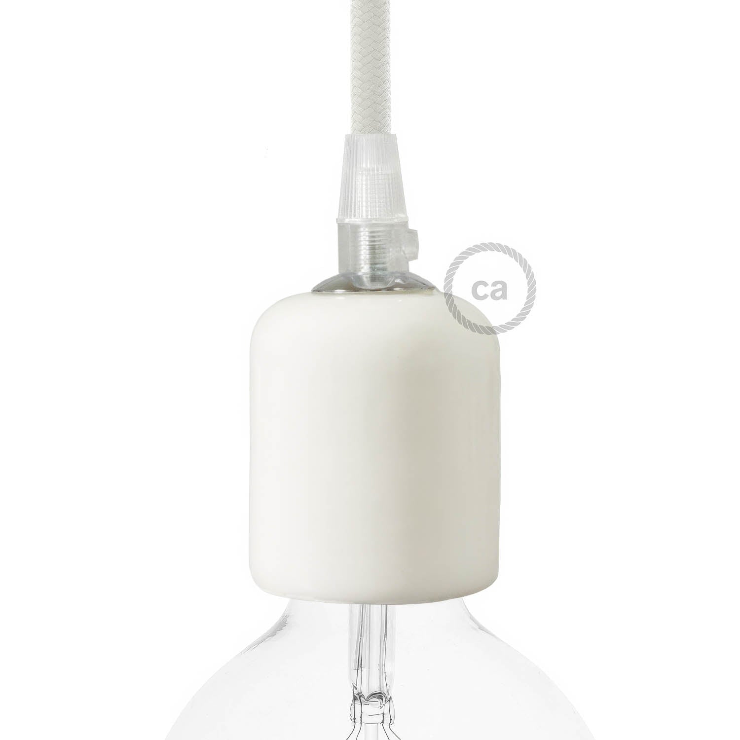 Handmade Ceramic E26 light bulb socket kit - White