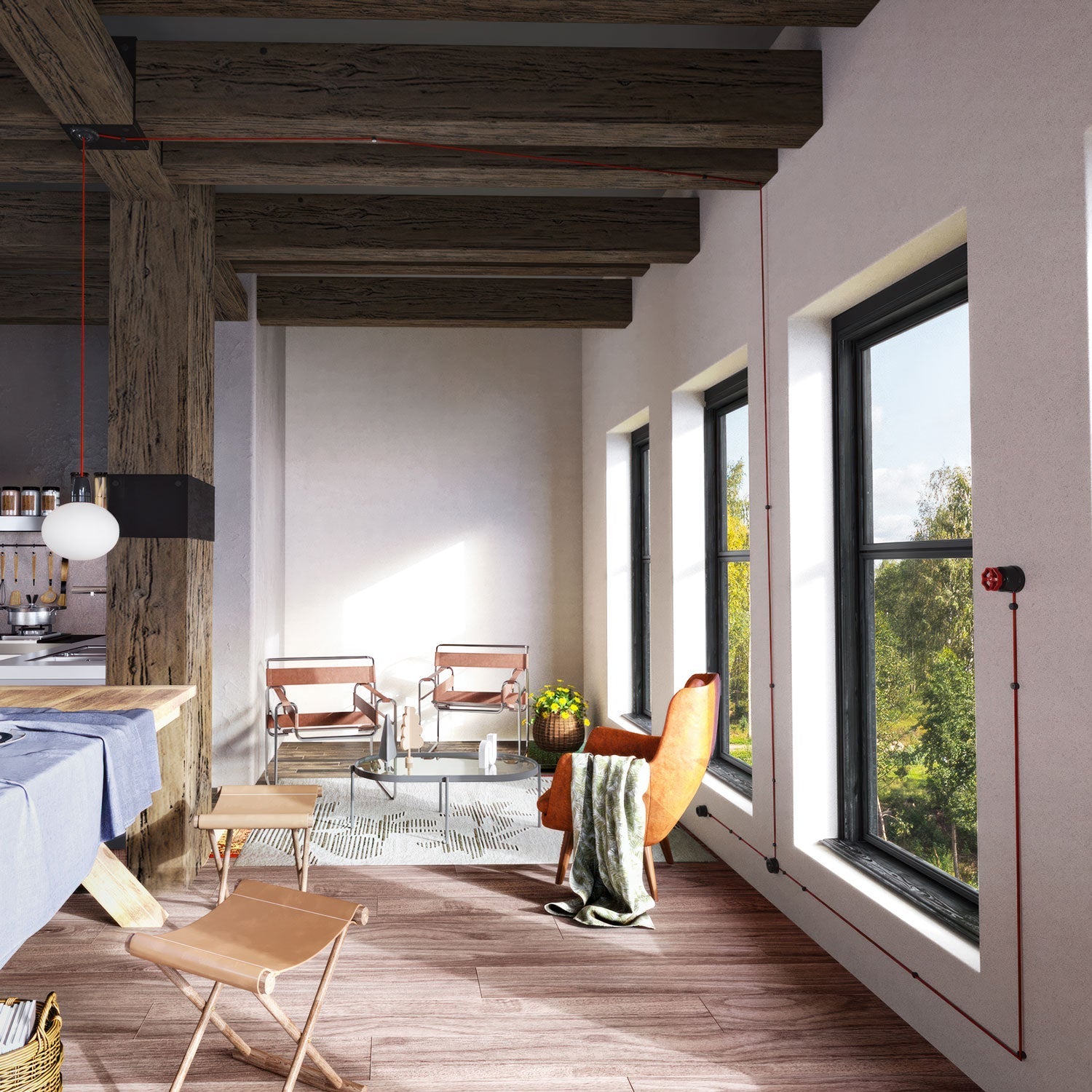 Interruttore/Deviatore in porcellana nero con dado a farfalla Rosso